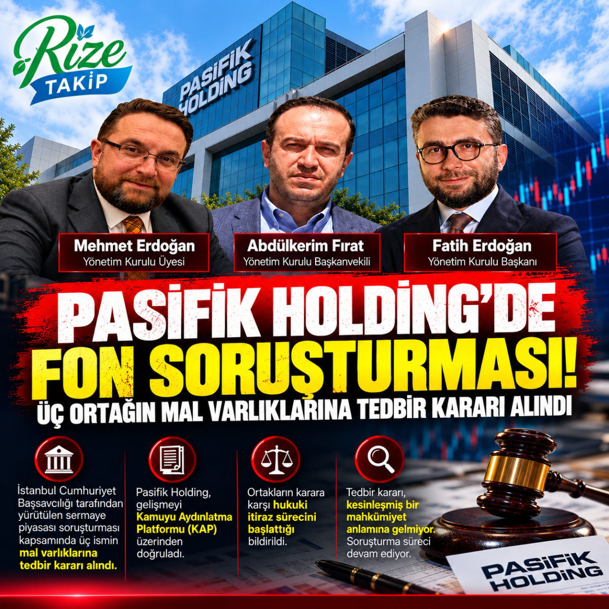 PASİFİK HOLDİNG'DE FON SORUŞTURMASI! ÜÇ ORTAĞIN MAL VARLIKLARINA TEDBİR